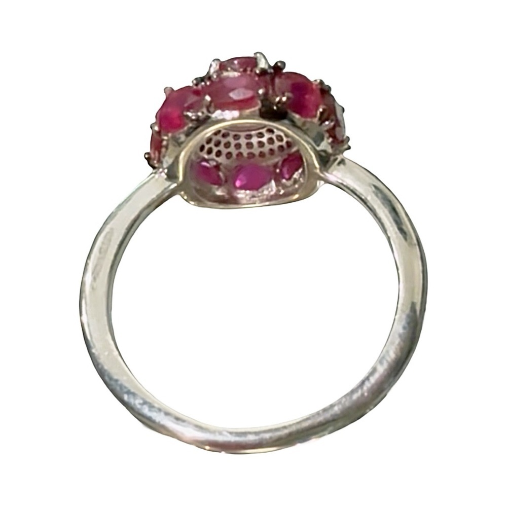 RARE Stunning 14k White Gold over Silver Antique Ruby Ring! - Picture 5 of 8